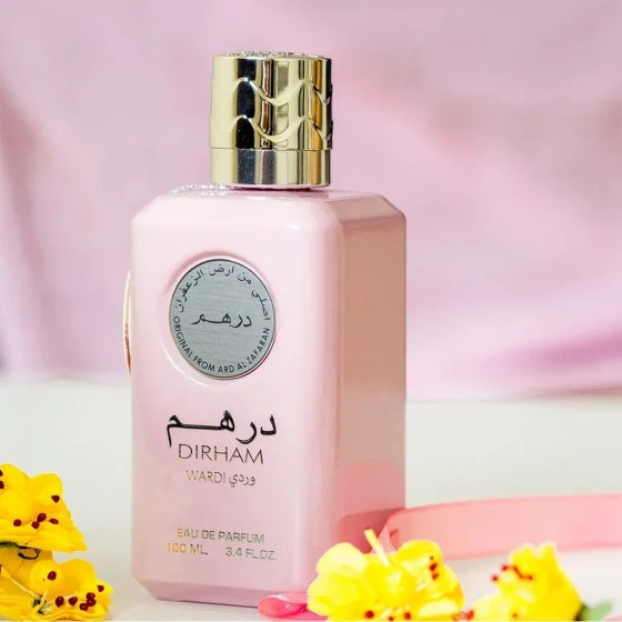 عطر ادوپرفیوم زنانه ارض الزعفران درهم وردی حجم ۱۰۰ میل خنک شیرین