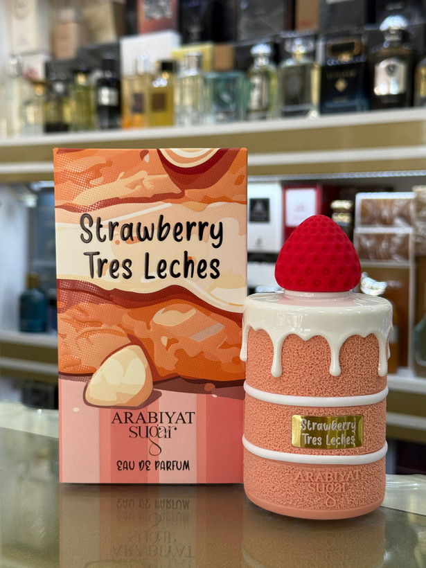 ادکلن عربیات شوگر مدل استرابری ترس لچز strawberry tres leches